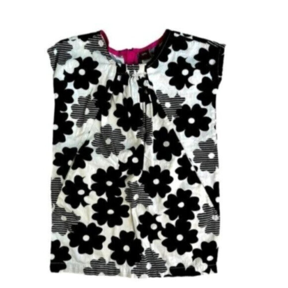 Tea Collection | Black & White Flower Toddler Girl Shift Dress Size 4T